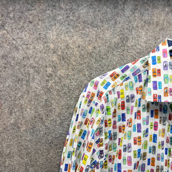 Bugatchi Shirt Mens Large Multicolor Button Down Long Sleeve Cars Pattern AOP - Picture 5 of 12
